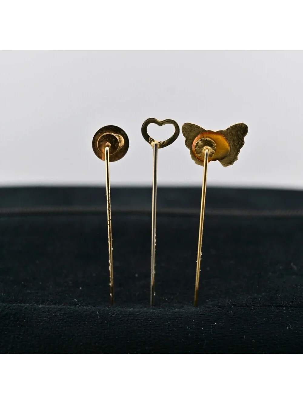 Vintage Butterfly,Hearth,Flower Lapel Stick Pin Gold Tone Brooch Lot of 3